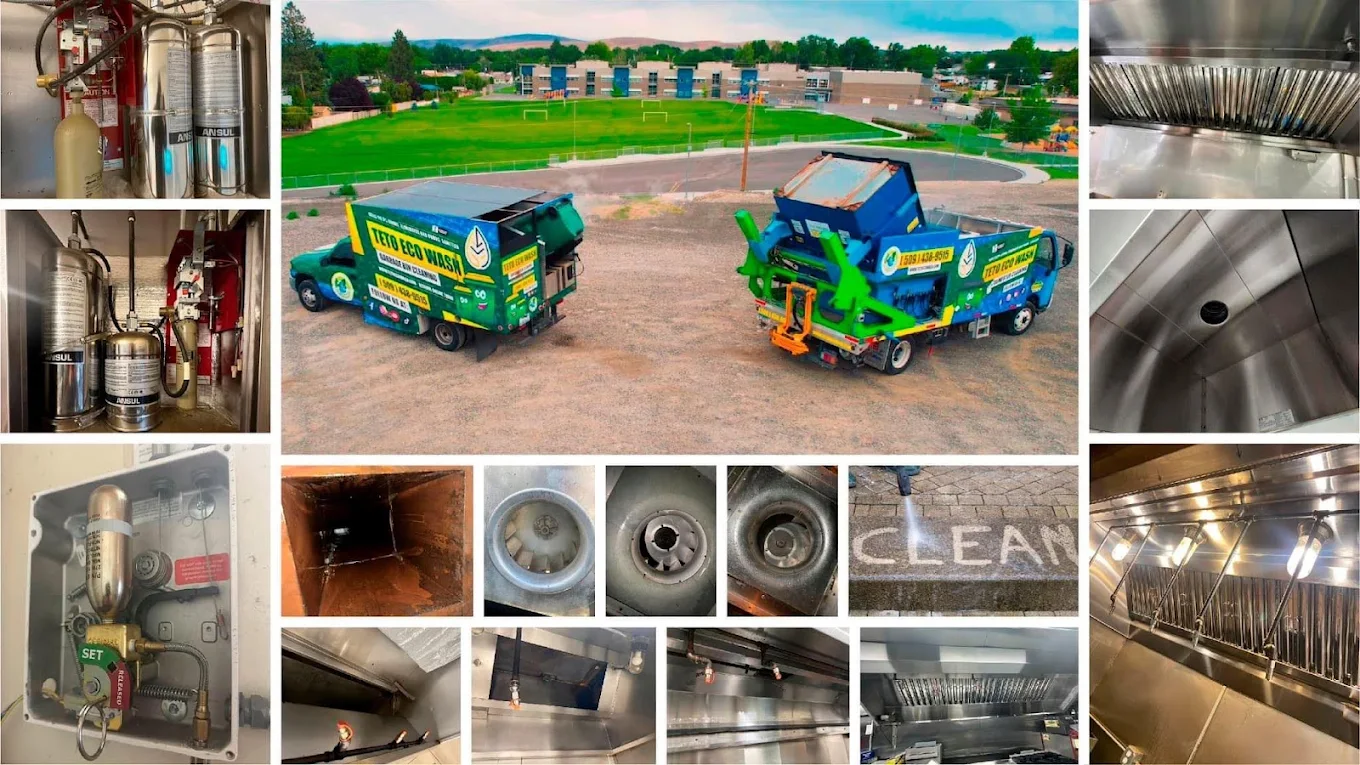 TETÓ Eco Wash technician inspecting a commercial kitchen exhaust system in the Tri-Cities